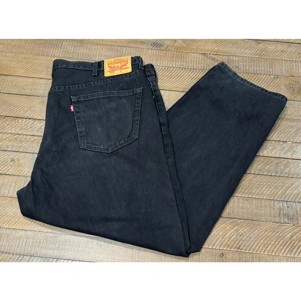 LEVI STRAUSS 550 Waterless Jeans Men 44x30 Straight Leg Black Denim